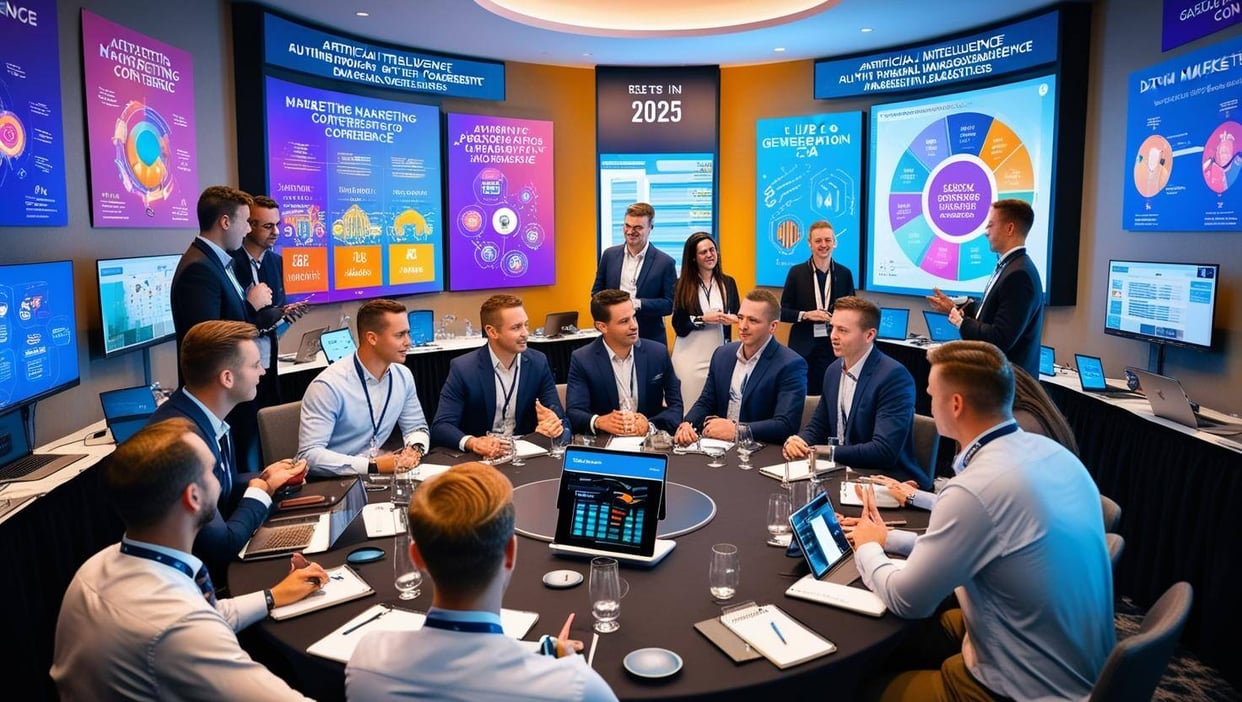 A group of marketers sits around a table and discusses the State of Marketing Report 2025 